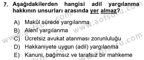 Vergi Yargılaması Hukuku Dersi 2025 - 2026 Yılı (Vize) Ara Sınav Soruları 7. Soru