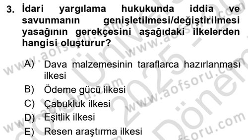 Vergi Yargılaması Hukuku Dersi 2025 - 2026 Yılı (Final) Dönem Sonu Sınav Soruları 3. Soru