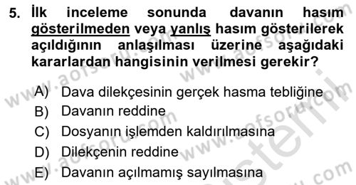 Vergi Yargılaması Hukuku Dersi 2025 - 2026 Yılı (Final) Dönem Sonu Sınav Soruları 5. Soru