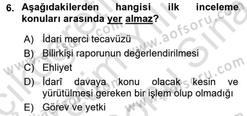 Vergi Yargılaması Hukuku Dersi 2025 - 2026 Yılı (Final) Dönem Sonu Sınav Soruları 6. Soru