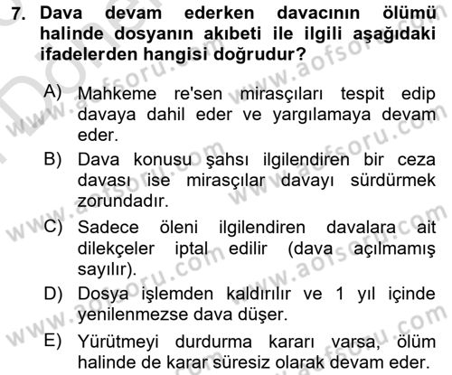 Vergi Yargılaması Hukuku Dersi 2025 - 2026 Yılı (Final) Dönem Sonu Sınav Soruları 7. Soru