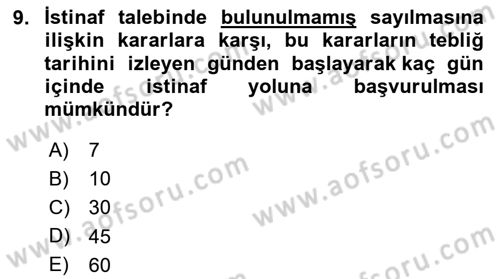 Vergi Yargılaması Hukuku Dersi 2025 - 2026 Yılı (Final) Dönem Sonu Sınav Soruları 9. Soru