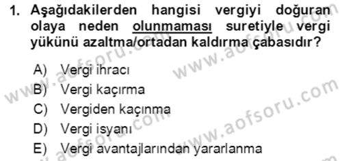 Vergi Planlaması Dersi 2020 - 2021 Yılı Yaz Okulu Sınav Soruları 1. Soru