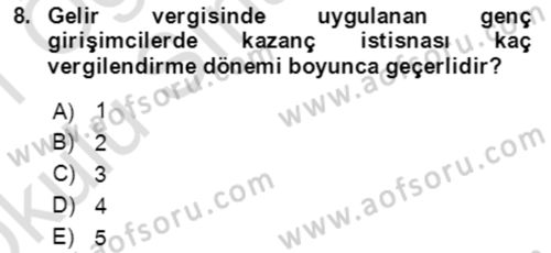 Vergi Planlaması Dersi 2020 - 2021 Yılı Yaz Okulu Sınav Soruları 8. Soru