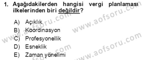 Vergi Planlaması Dersi 2021 - 2022 Yılı (Vize) Ara Sınav Soruları 1. Soru