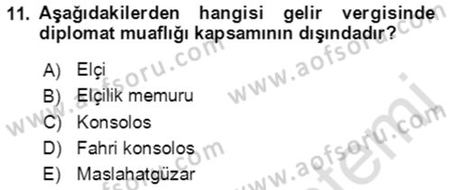 Vergi Planlaması Dersi 2021 - 2022 Yılı (Vize) Ara Sınav Soruları 11. Soru