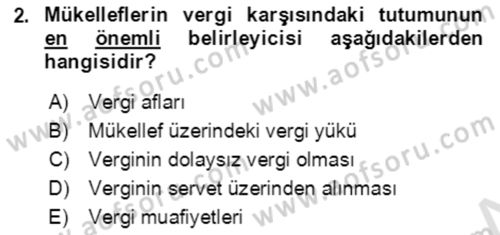 Vergi Planlaması Dersi 2021 - 2022 Yılı (Vize) Ara Sınav Soruları 2. Soru