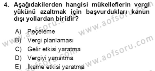 Vergi Planlaması Dersi 2021 - 2022 Yılı (Vize) Ara Sınav Soruları 4. Soru