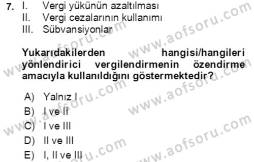 Vergi Planlaması Dersi 2021 - 2022 Yılı (Vize) Ara Sınav Soruları 7. Soru