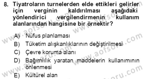 Vergi Planlaması Dersi 2021 - 2022 Yılı (Vize) Ara Sınav Soruları 8. Soru