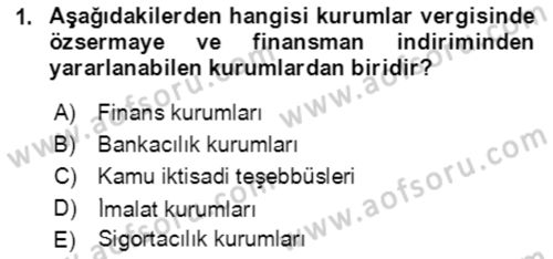 Vergi Planlaması Dersi 2021 - 2022 Yılı (Final) Dönem Sonu Sınav Soruları 1. Soru