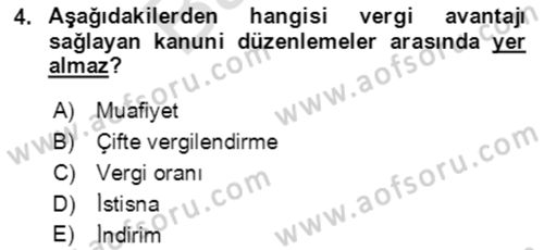 Vergi Planlaması Dersi 2021 - 2022 Yılı (Final) Dönem Sonu Sınav Soruları 4. Soru