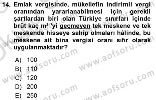 Vergi Planlaması Dersi 2022 - 2023 Yılı Yaz Okulu Sınav Soruları 14. Soru