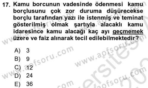 Vergi Planlaması Dersi 2022 - 2023 Yılı Yaz Okulu Sınav Soruları 17. Soru