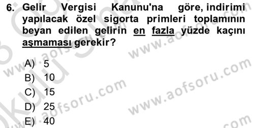 Vergi Planlaması Dersi 2022 - 2023 Yılı Yaz Okulu Sınav Soruları 6. Soru