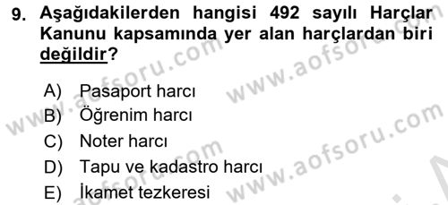 Vergi Planlaması Dersi 2022 - 2023 Yılı Yaz Okulu Sınav Soruları 9. Soru