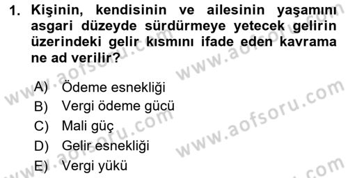 Vergi Planlaması Dersi 2023 - 2024 Yılı (Vize) Ara Sınav Soruları 1. Soru