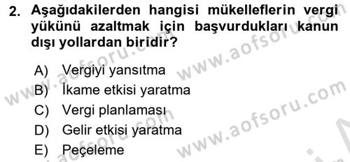 Vergi Planlaması Dersi 2023 - 2024 Yılı (Vize) Ara Sınav Soruları 2. Soru