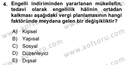 Vergi Planlaması Dersi 2023 - 2024 Yılı (Vize) Ara Sınav Soruları 4. Soru