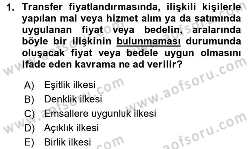 Vergi Planlaması Dersi 2023 - 2024 Yılı (Final) Dönem Sonu Sınav Soruları 1. Soru