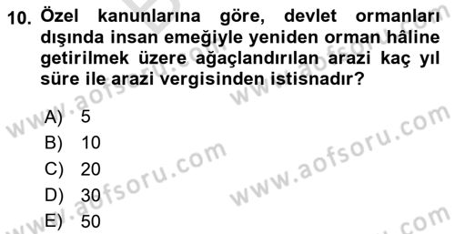 Vergi Planlaması Dersi 2023 - 2024 Yılı (Final) Dönem Sonu Sınav Soruları 10. Soru