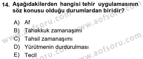 Vergi Planlaması Dersi 2023 - 2024 Yılı (Final) Dönem Sonu Sınav Soruları 14. Soru