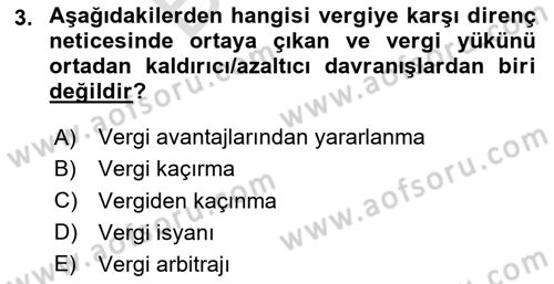Vergi Planlaması Dersi 2023 - 2024 Yılı (Final) Dönem Sonu Sınav Soruları 3. Soru
