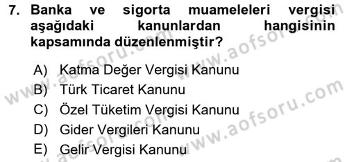 Vergi Planlaması Dersi 2023 - 2024 Yılı (Final) Dönem Sonu Sınav Soruları 7. Soru