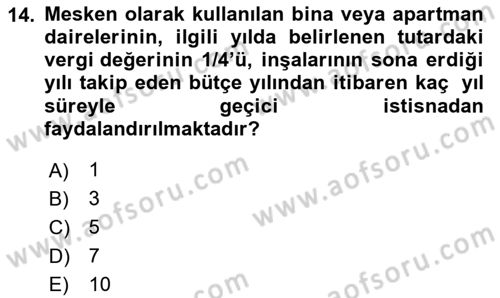 Vergi Planlaması Dersi 2023 - 2024 Yılı Yaz Okulu Sınav Soruları 14. Soru