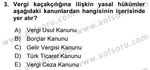 Vergi Planlaması Dersi 2023 - 2024 Yılı Yaz Okulu Sınav Soruları 3. Soru