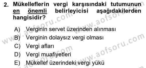 Vergi Planlaması Dersi 2024 - 2025 Yılı (Vize) Ara Sınav Soruları 2. Soru