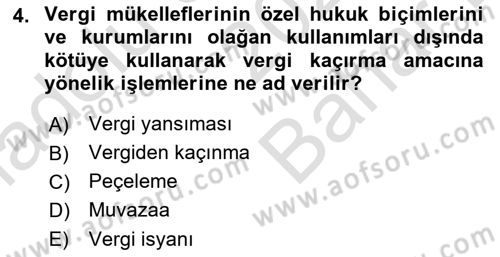Vergi Planlaması Dersi 2024 - 2025 Yılı (Vize) Ara Sınav Soruları 4. Soru