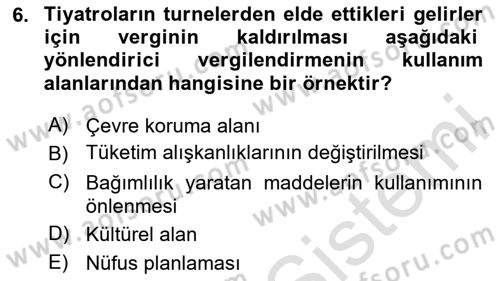 Vergi Planlaması Dersi 2024 - 2025 Yılı (Vize) Ara Sınav Soruları 6. Soru