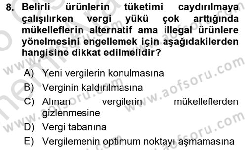 Vergi Planlaması Dersi 2024 - 2025 Yılı (Vize) Ara Sınav Soruları 8. Soru