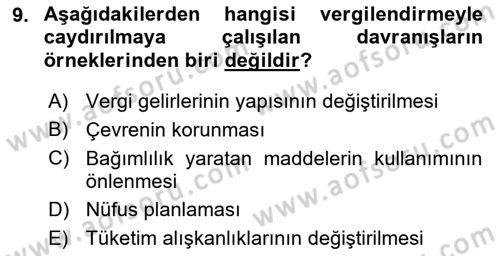 Vergi Planlaması Dersi 2024 - 2025 Yılı (Vize) Ara Sınav Soruları 9. Soru