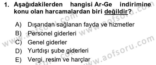 Vergi Planlaması Dersi 2024 - 2025 Yılı (Final) Dönem Sonu Sınav Soruları 1. Soru
