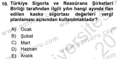 Vergi Planlaması Dersi 2024 - 2025 Yılı (Final) Dönem Sonu Sınav Soruları 10. Soru