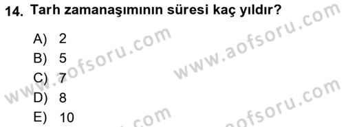 Vergi Planlaması Dersi 2024 - 2025 Yılı (Final) Dönem Sonu Sınav Soruları 14. Soru