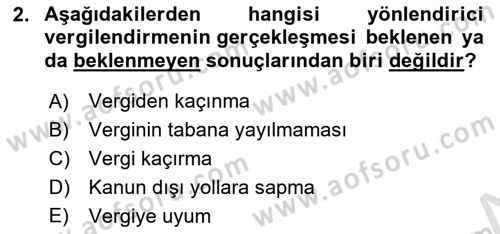 Vergi Planlaması Dersi 2024 - 2025 Yılı (Final) Dönem Sonu Sınav Soruları 2. Soru