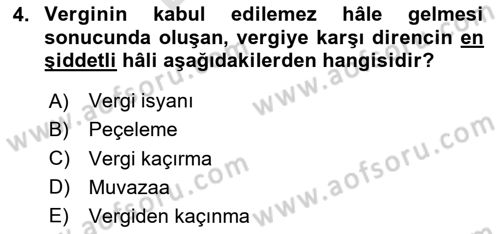 Vergi Planlaması Dersi 2024 - 2025 Yılı (Final) Dönem Sonu Sınav Soruları 4. Soru