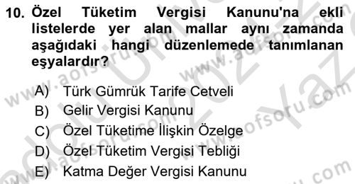Vergi Planlaması Dersi 2024 - 2025 Yılı Yaz Okulu Sınav Soruları 10. Soru