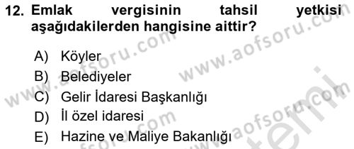Vergi Planlaması Dersi 2024 - 2025 Yılı Yaz Okulu Sınav Soruları 12. Soru