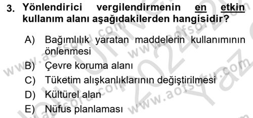 Vergi Planlaması Dersi 2024 - 2025 Yılı Yaz Okulu Sınav Soruları 3. Soru
