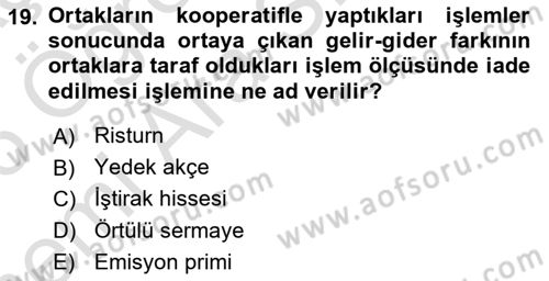 Vergi Planlaması Dersi 2025 - 2026 Yılı (Vize) Ara Sınav Soruları 19. Soru