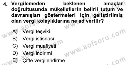 Vergi Planlaması Dersi 2025 - 2026 Yılı (Vize) Ara Sınav Soruları 4. Soru