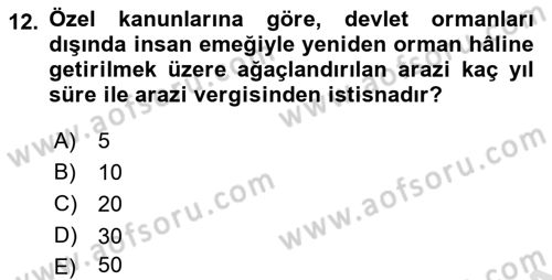 Vergi Planlaması Dersi 2025 - 2026 Yılı (Final) Dönem Sonu Sınav Soruları 12. Soru
