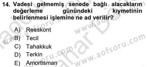 Vergi Planlaması Dersi 2025 - 2026 Yılı (Final) Dönem Sonu Sınav Soruları 14. Soru