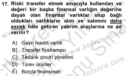 Vergi Planlaması Dersi 2025 - 2026 Yılı (Final) Dönem Sonu Sınav Soruları 17. Soru