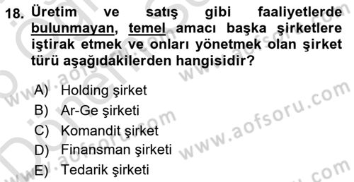 Vergi Planlaması Dersi 2025 - 2026 Yılı (Final) Dönem Sonu Sınav Soruları 18. Soru
