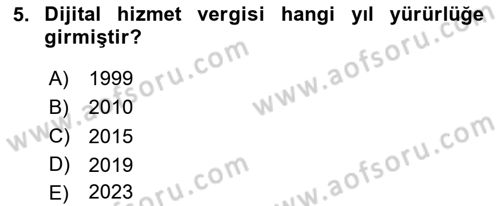 Vergi Planlaması Dersi 2025 - 2026 Yılı (Final) Dönem Sonu Sınav Soruları 5. Soru
